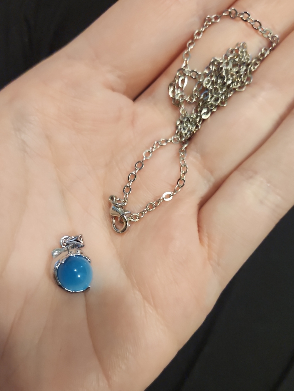 (3 For $15) Blue Cat's Eye Dolphin Pendant Necklace
